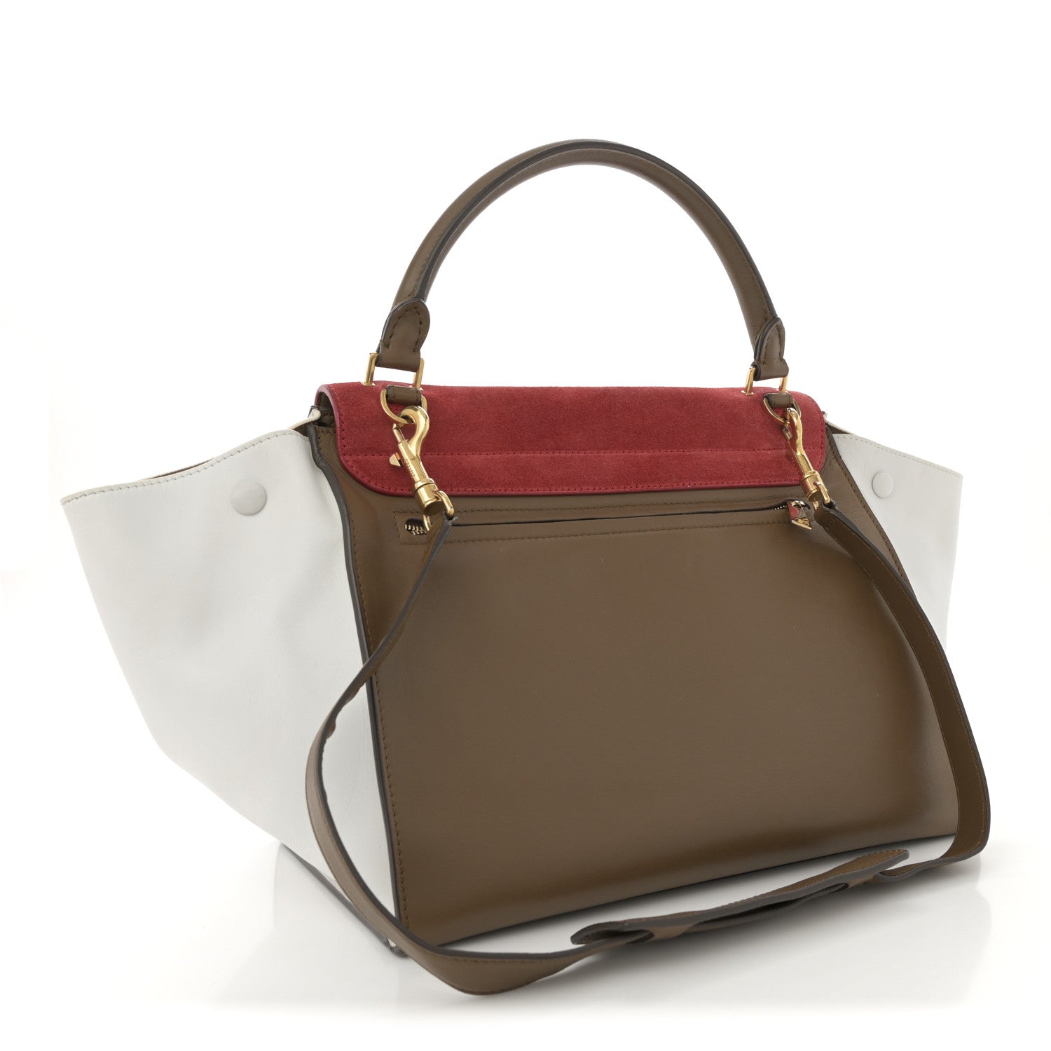 Celine Smooth Calfskin Suede Medium Tri-Color Trapeze Vermillion 3 of 14