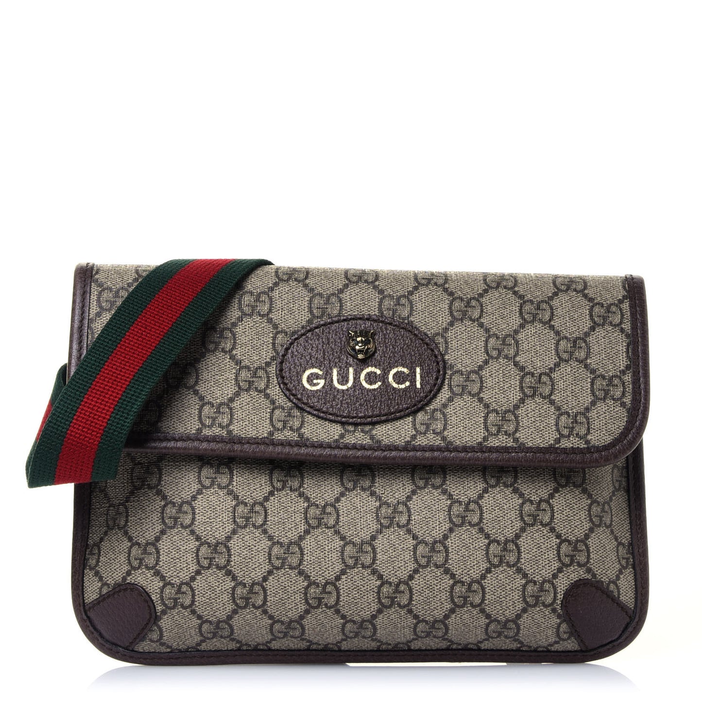GG Supreme Monogram Neo Vintage Web Belt Bag Brown