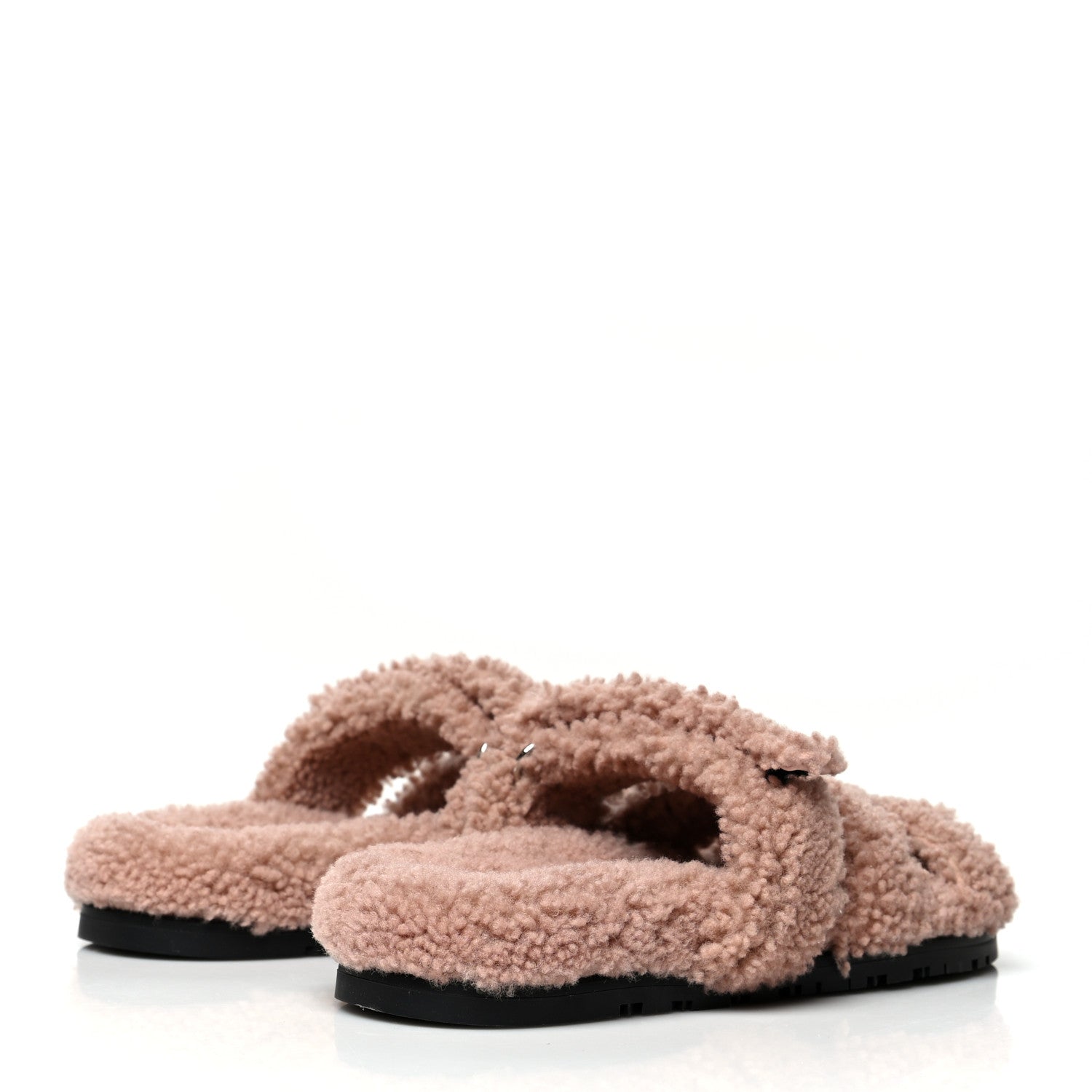 Hermes Woolskin Womens Chypre Sandals 40 Bois De Santal 4 of 8