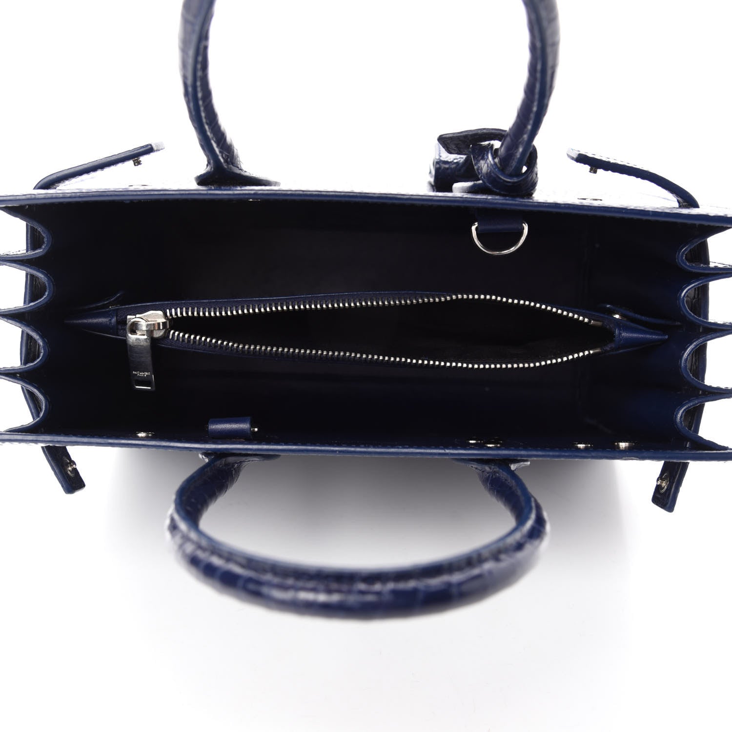 Saint Laurent Calfskin Crocodile Embossed Baby Sac De Jour Navy 5 of 15