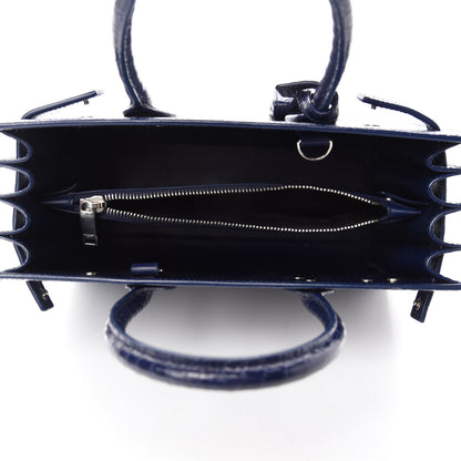 Saint Laurent Calfskin Crocodile Embossed Baby Sac De Jour Navy 5 of 15