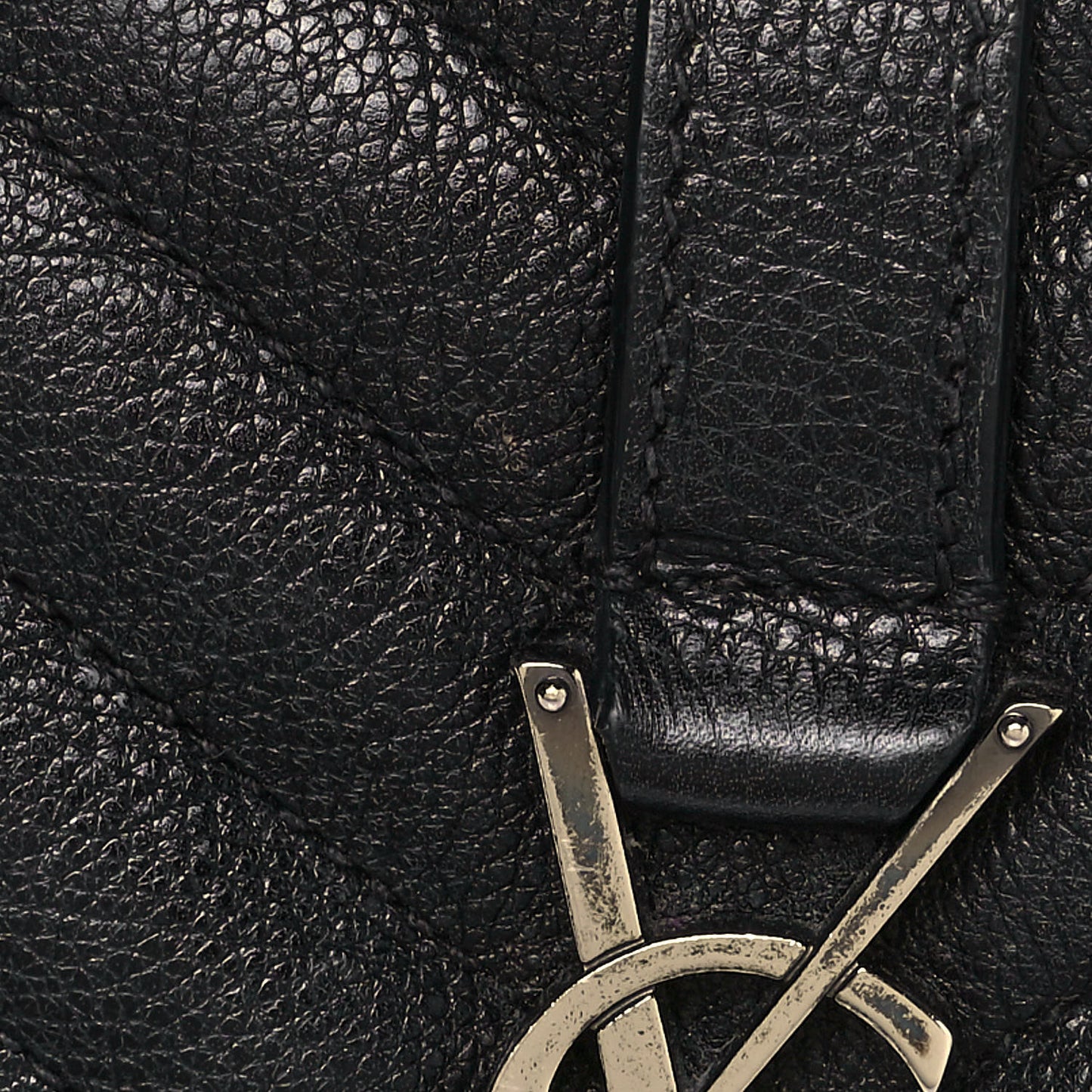 Sheepskin Tri-Quilt Monogram Medium College Bag Black