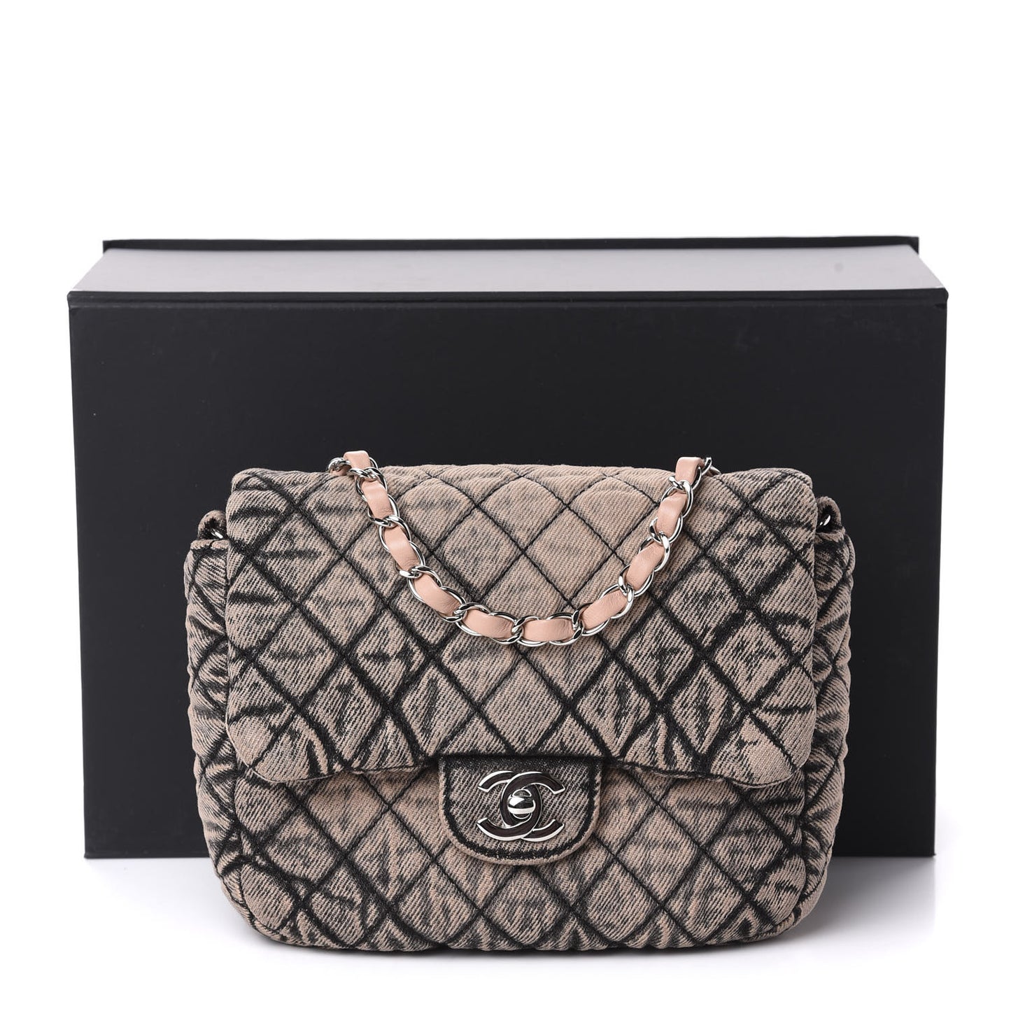 Washed Denim Quilted Small Denimpression Flap Rose Clair