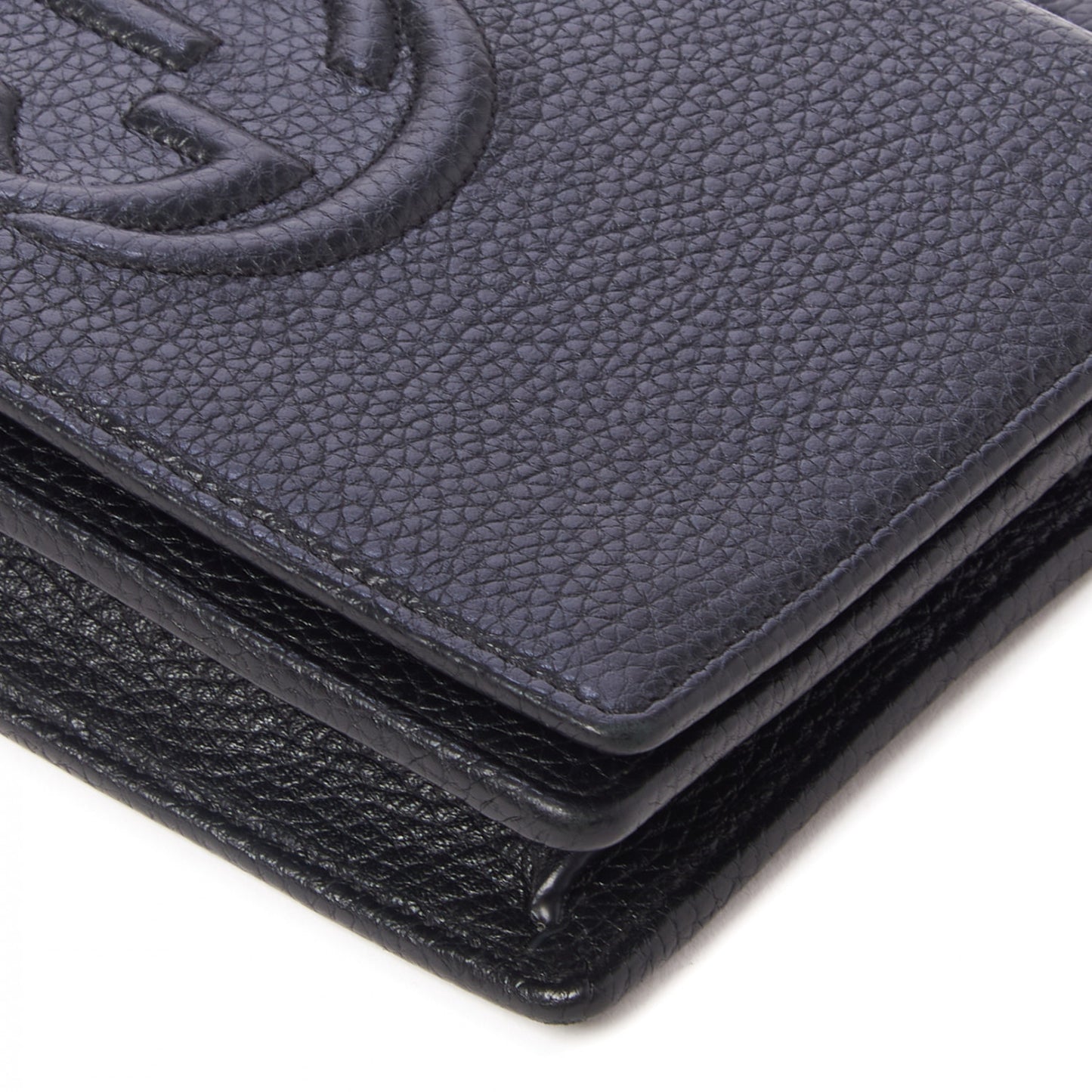 Pebbled Calfskin Soho Wallet on Chain Black
