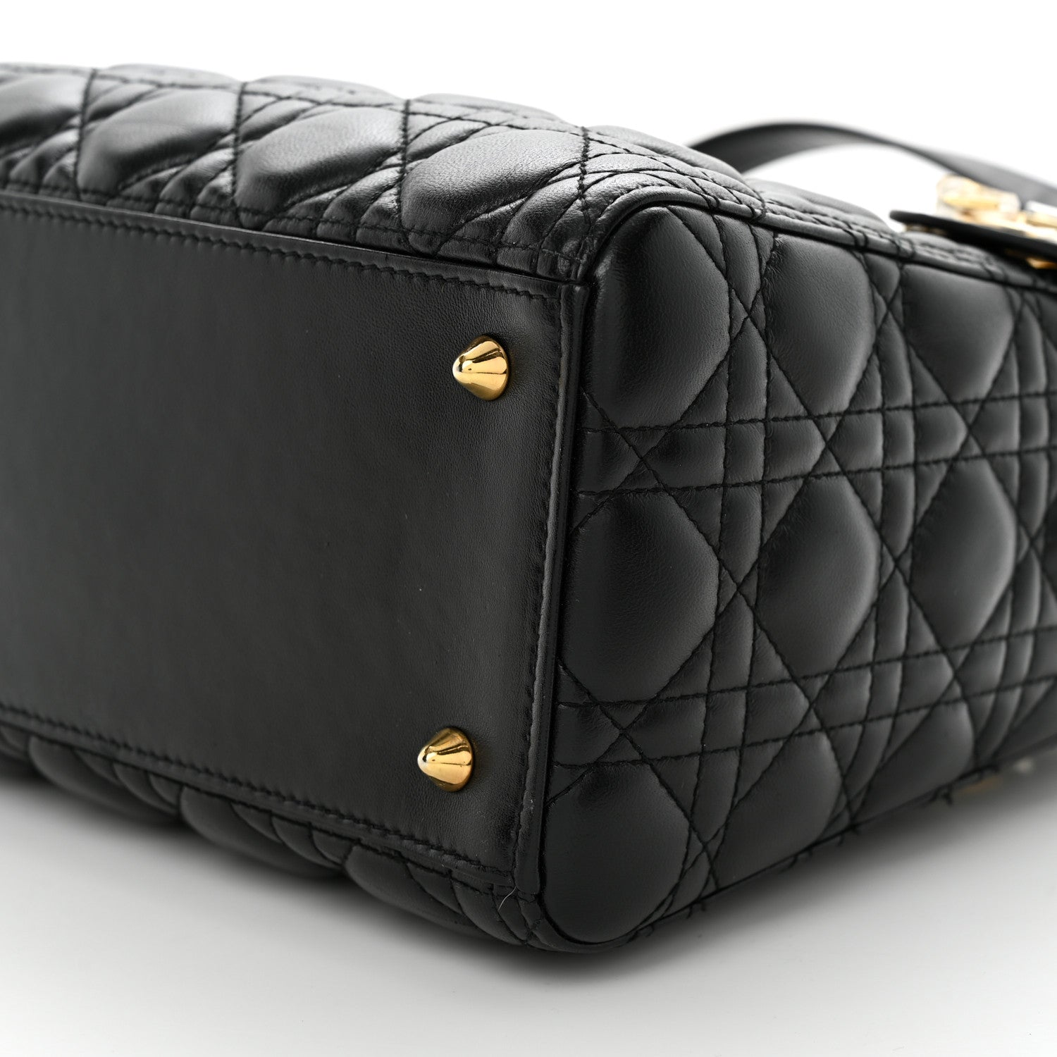 Christian Dior Lambskin Cannage Medium Lady Dior Black 10 of 11