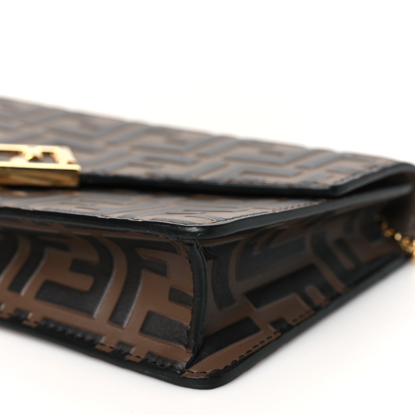 Vitello Ceylon Bi-Color FF 1974 Embossed FF Diamonds Chain Wallet Maya Black
