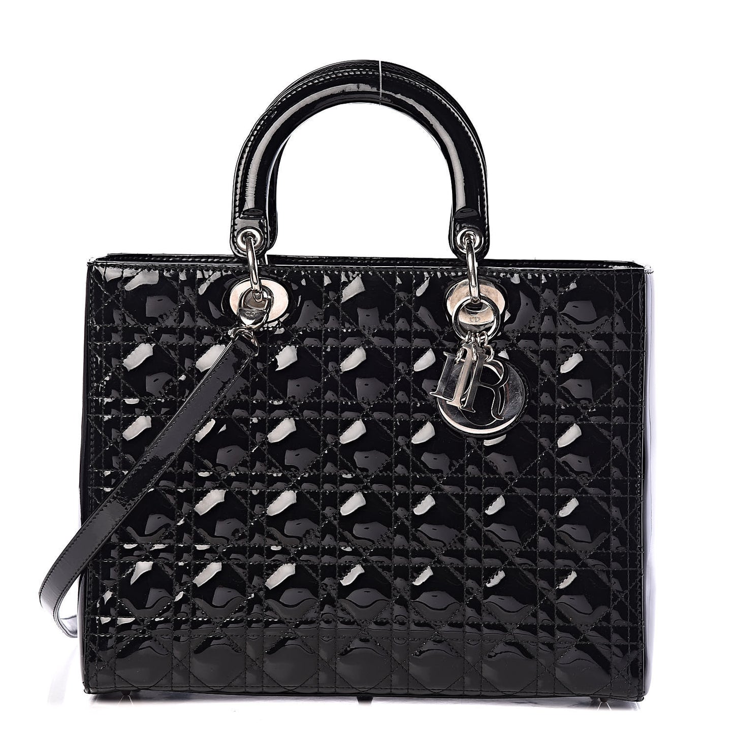 Patent Cannage Large Lady Dior Black