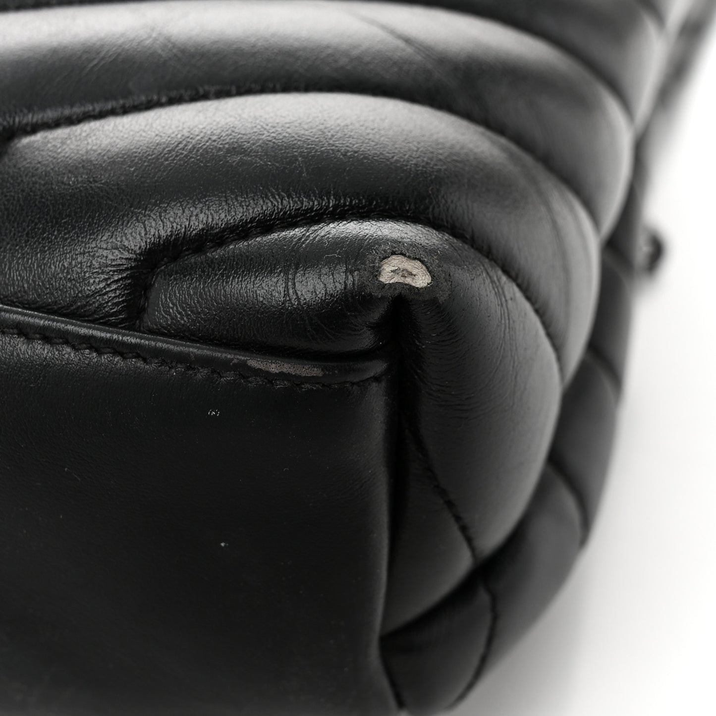 Calfskin Y Quilted Monogram Monochrome Medium Loulou Chain Satchel Black