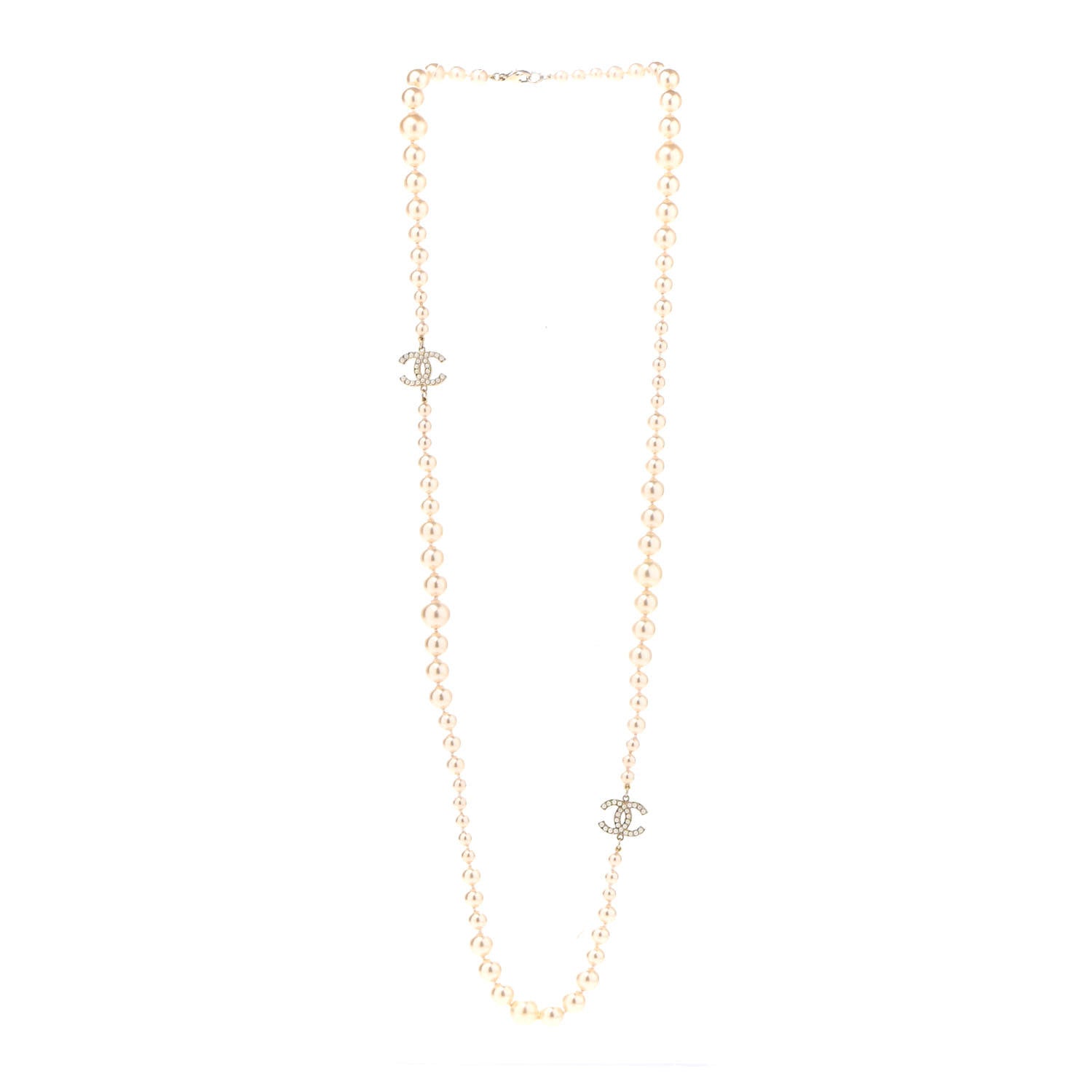 Chanel Graduated Pearl CC Long Necklace Gold 3 of 6