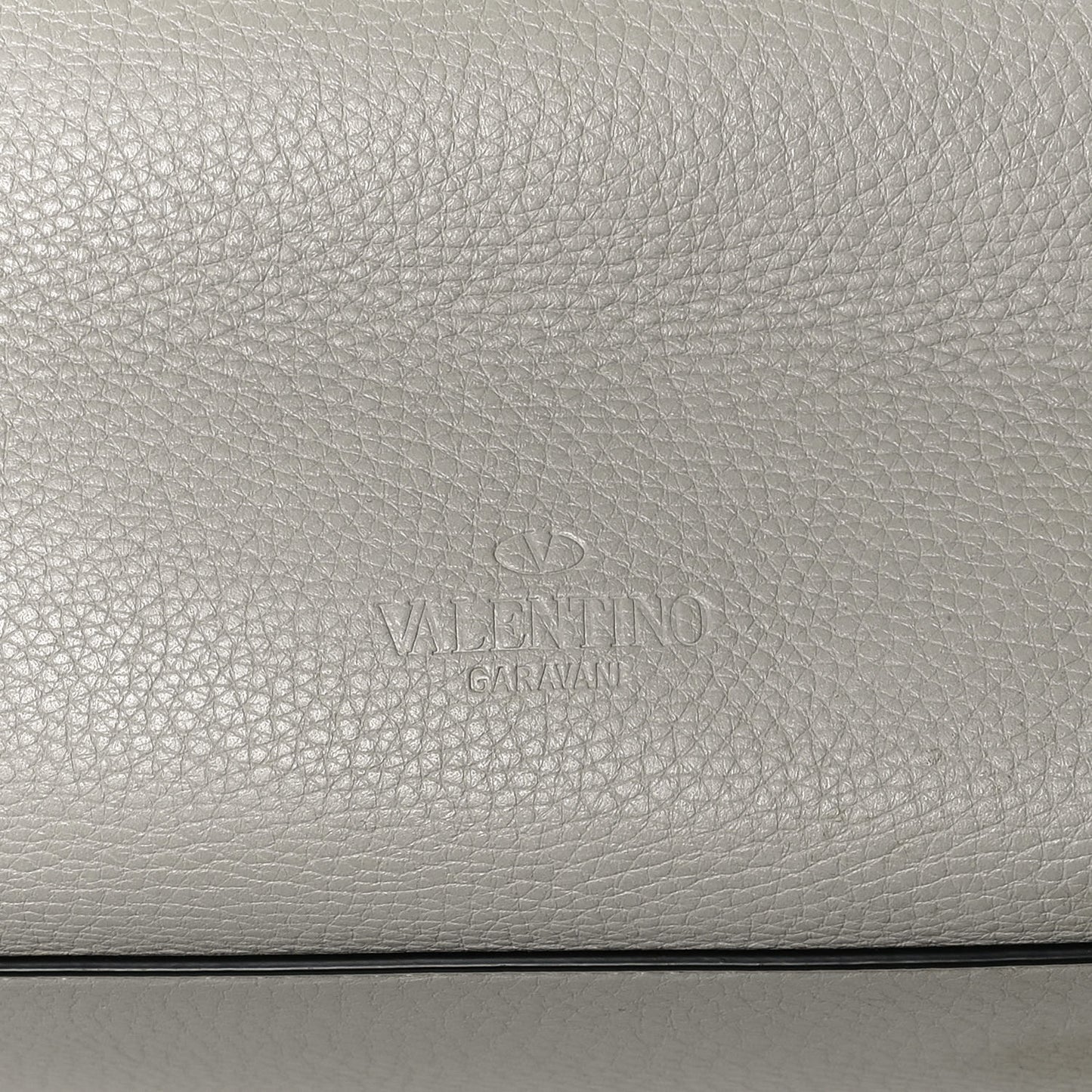 Grained Calfskin Rockstud Shoulder Tote Pastel Grey