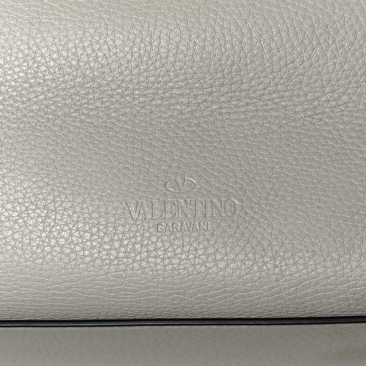 Valentino Garavani Grained Calfskin Rockstud Shoulder Tote Pastel Grey 14 of 14
