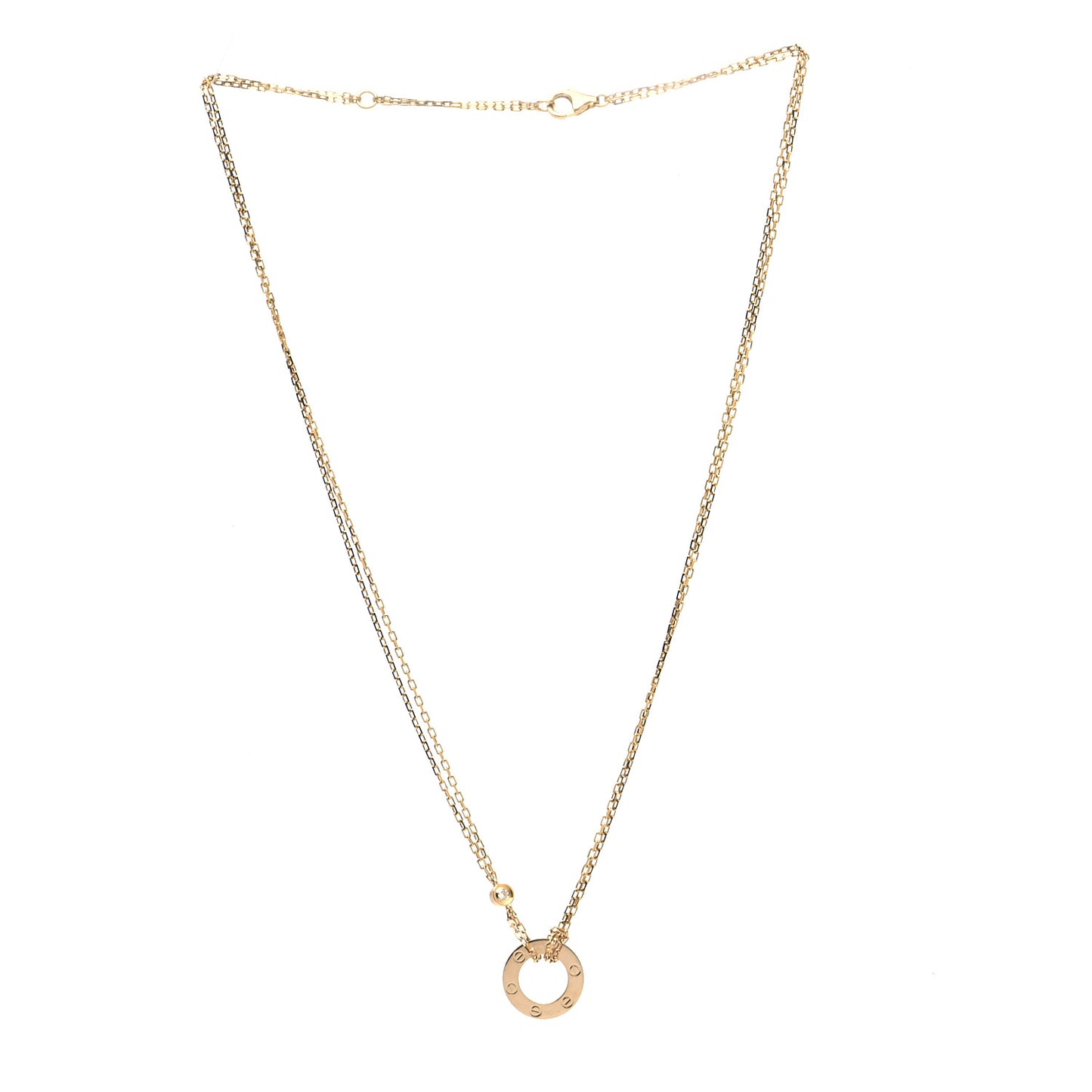 18K Yellow Gold 2 Diamond LOVE Necklace
