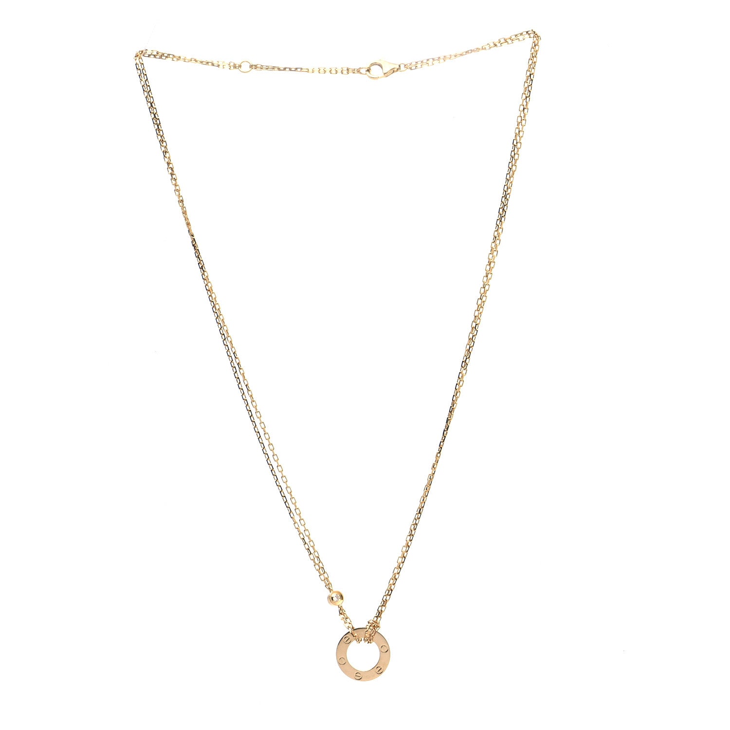 Cartier 18K Yellow Gold 2 Diamond LOVE Necklace 4 of 6