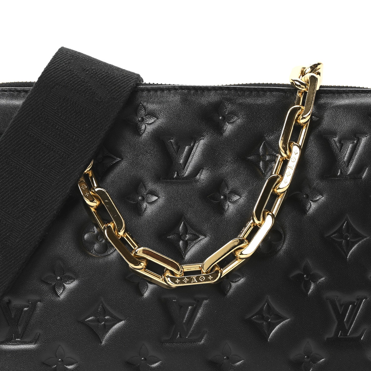Louis Vuitton Lambskin Embossed Monogram Coussin PM Black 7 of 9