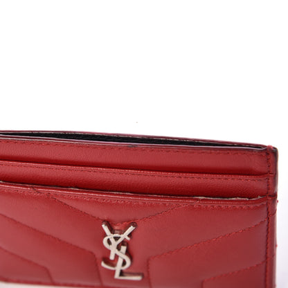 Saint Laurent Calfskin Y Quilted Monogram LouLou Credit Card Case Red 9 of 10