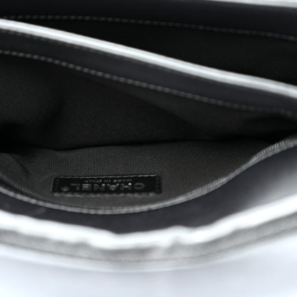 Chanel Metallic Lambskin Quilted Retro Label Clutch Charcoal Grey 5 of 14