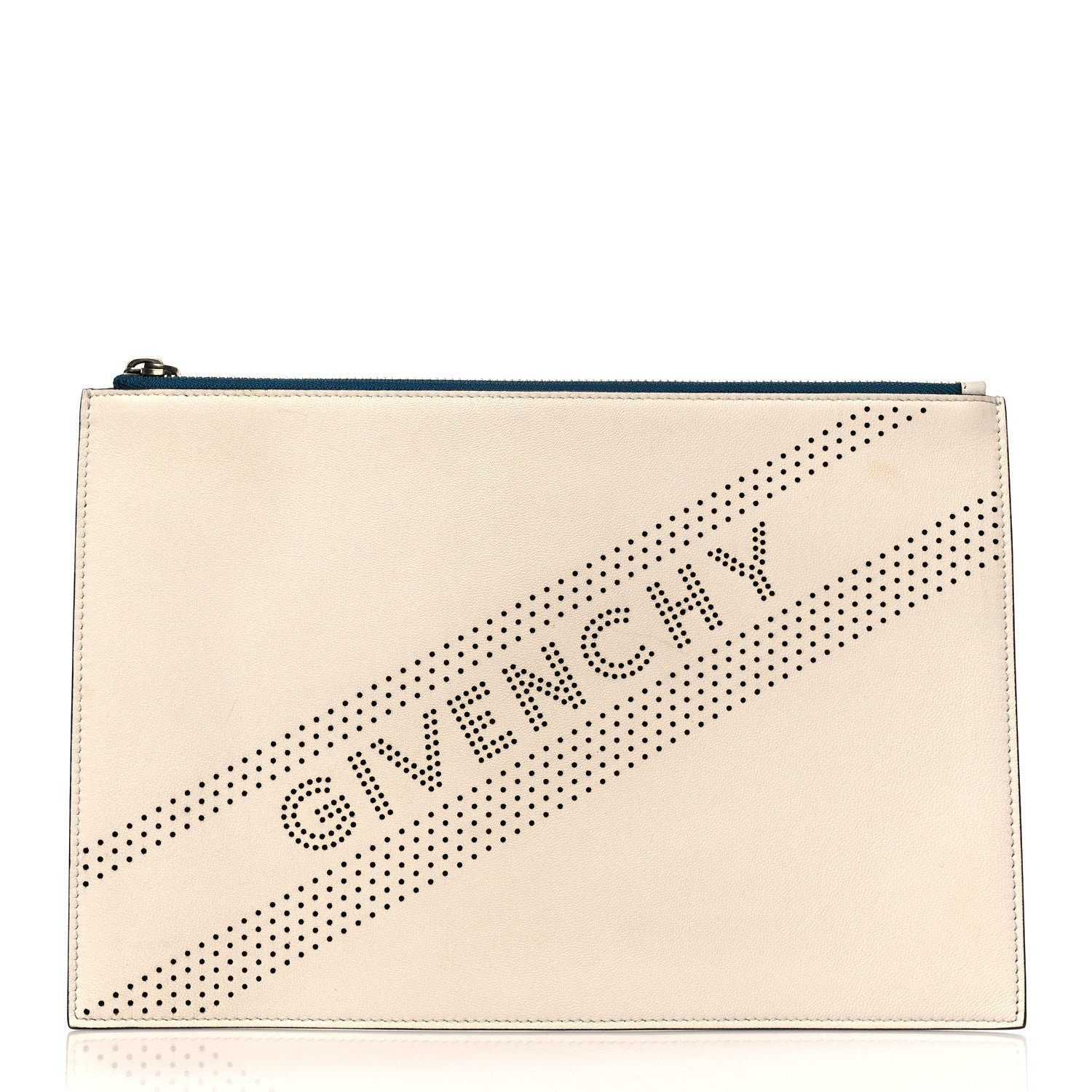 Givenchy Calfskin Medium Perforated Logo Pouch White 1 of 7