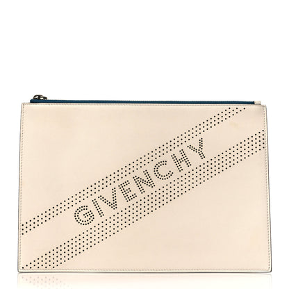 Givenchy Calfskin Medium Perforated Logo Pouch White 1 of 7