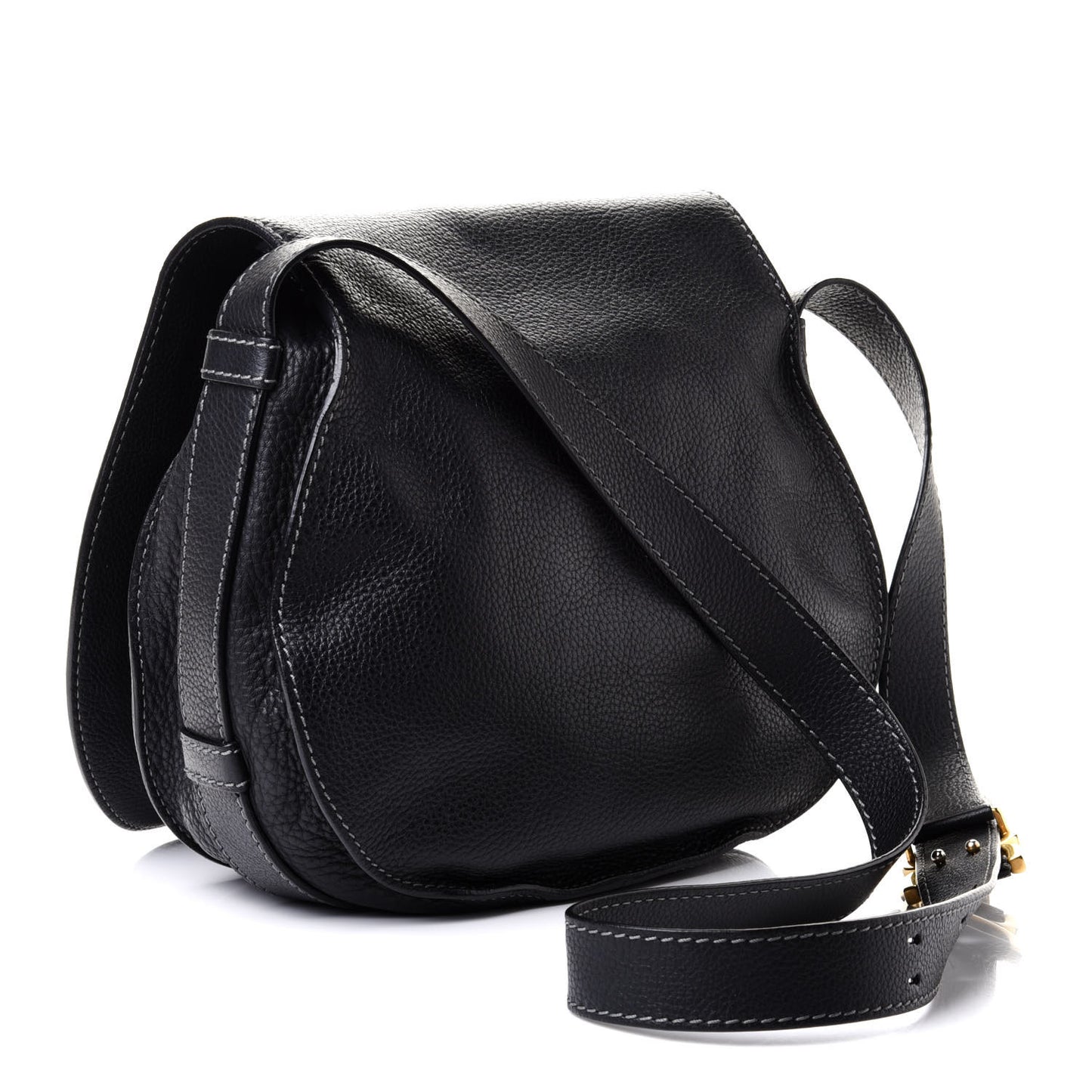 Calfskin Medium Marcie Round Crossbody Bag Black