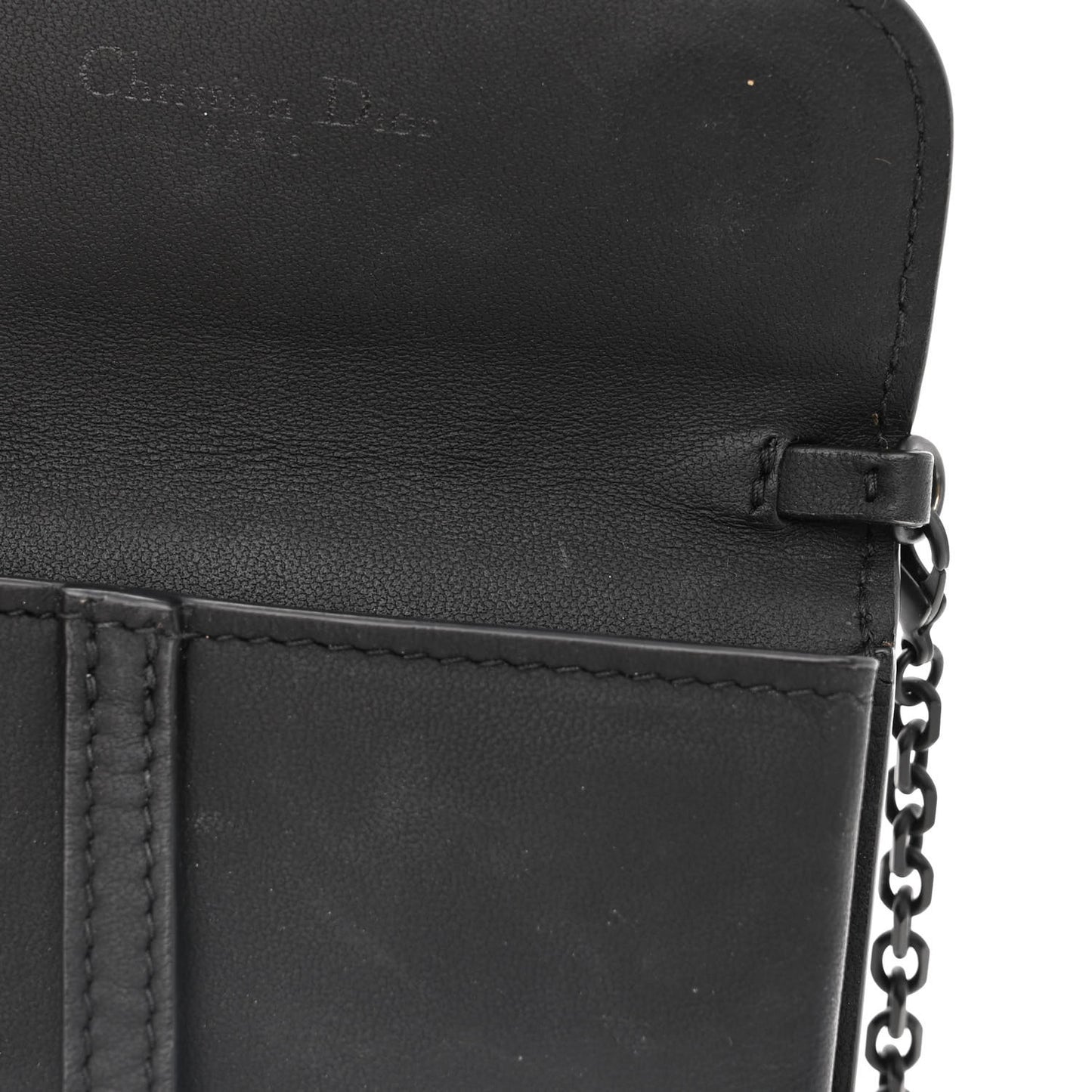 Ultra Matte Calfskin Nano Saddle Chain Pouch Black