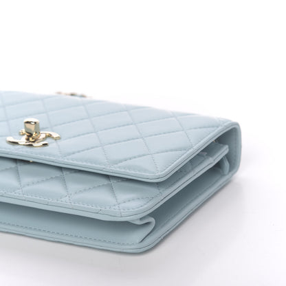 Chanel Lambskin Quilted Trendy CC Wallet On Chain WOC Light Blue 11 of 14