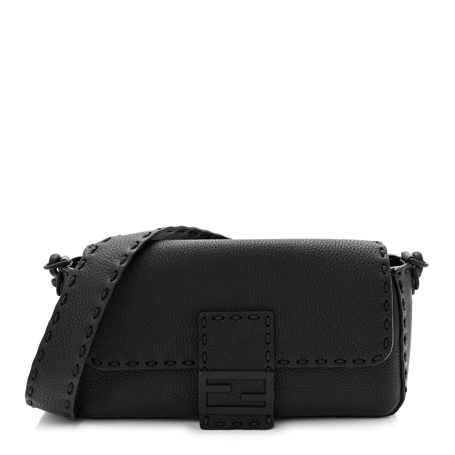Fendi Cuoio Romano Selleria Baguette Black 1 of 11