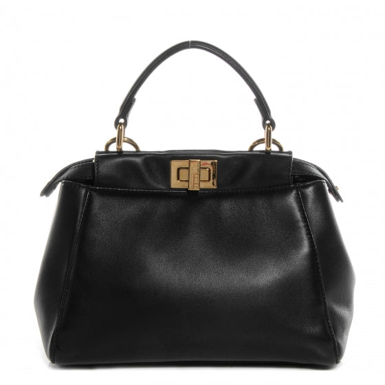 Fendi Nappa Mini Peekaboo Iconic Satchel Black 1 of 13