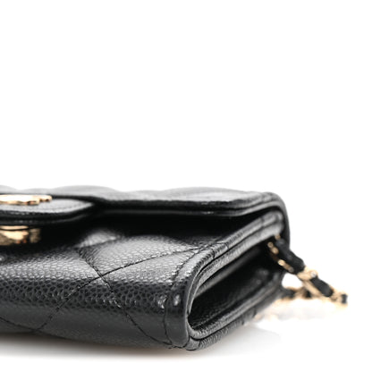 Chanel Caviar Quilted Flap Card Holder On Chain Black 11 of 12