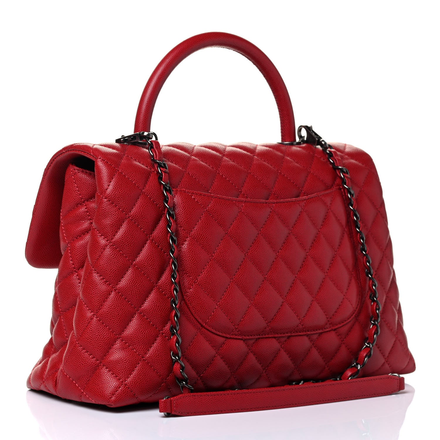 Chanel Caviar Quilted Medium Coco Handle Flap Red 2 of 4