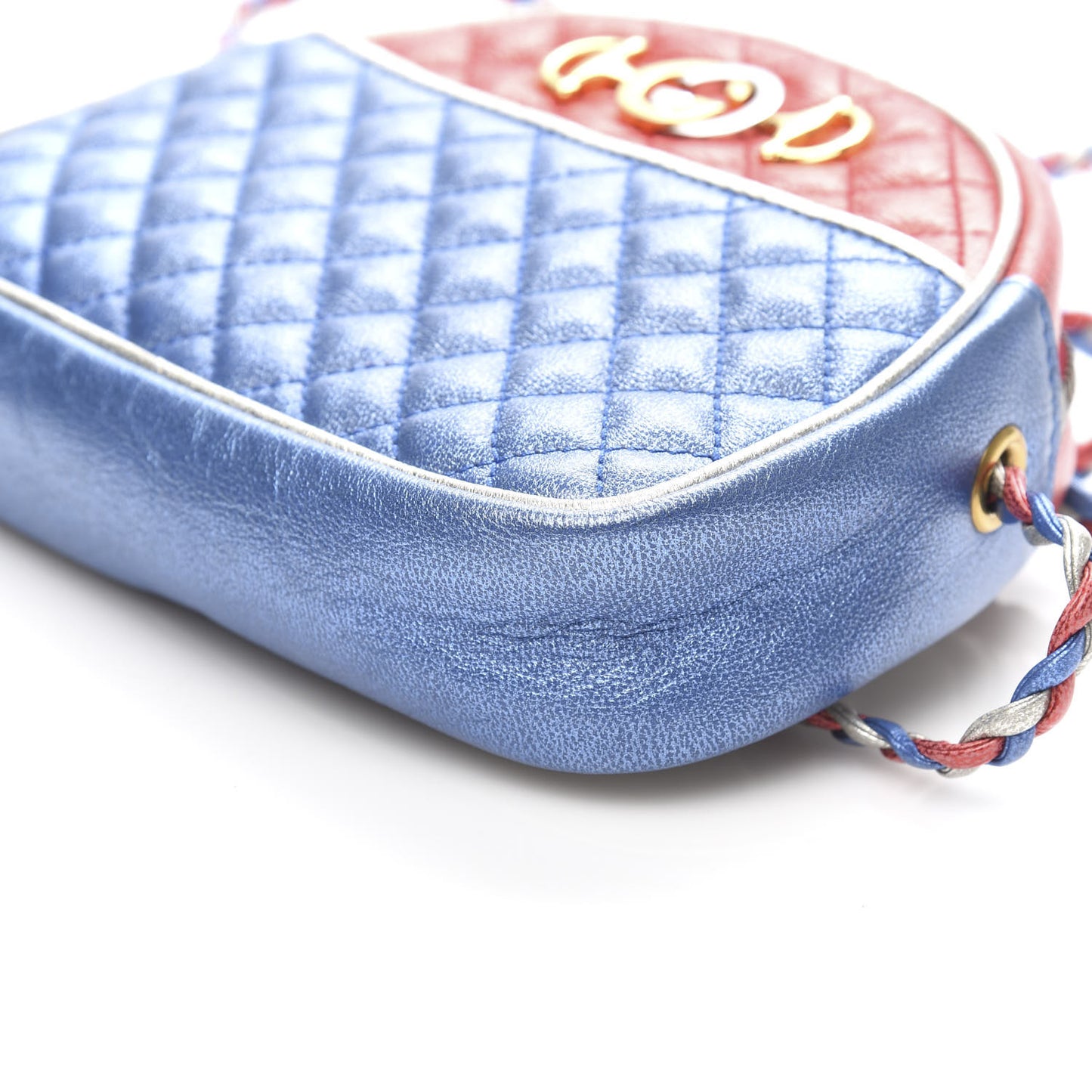Laminated Nappa Trapuntata Mini Zumi Dome Shoulder Bag Rosso Marine Argento