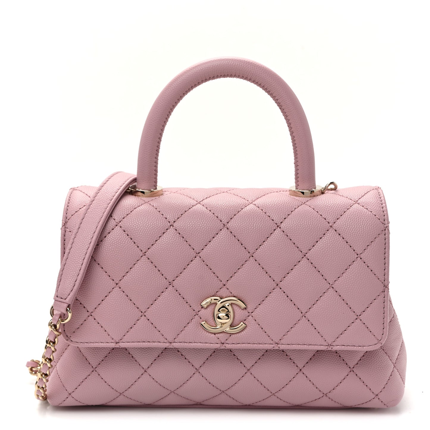 Caviar Quilted Mini Coco Handle Flap Light Pink