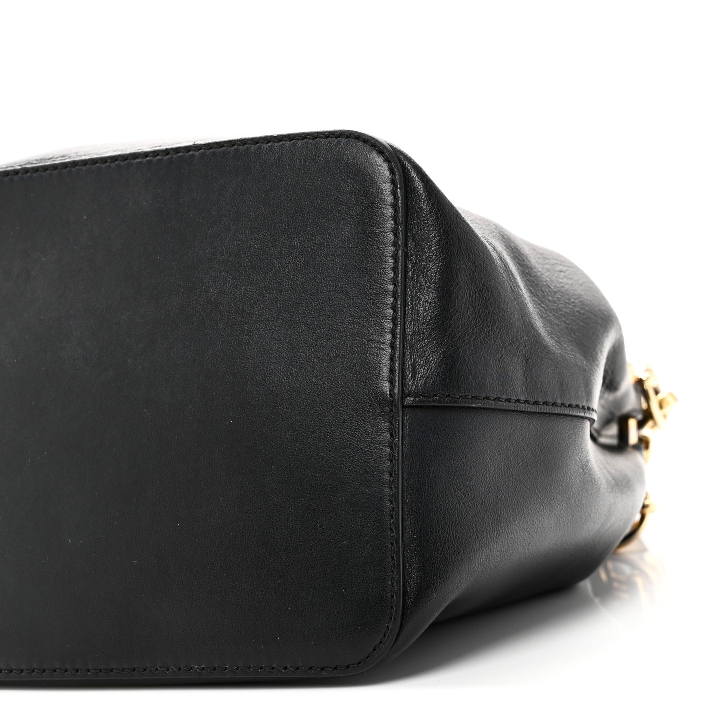 Vitello Century Matte F is Fendi Stamp Patch Bi-Color Grande Mon Tresor Bucket Bag Black Maya Fragola