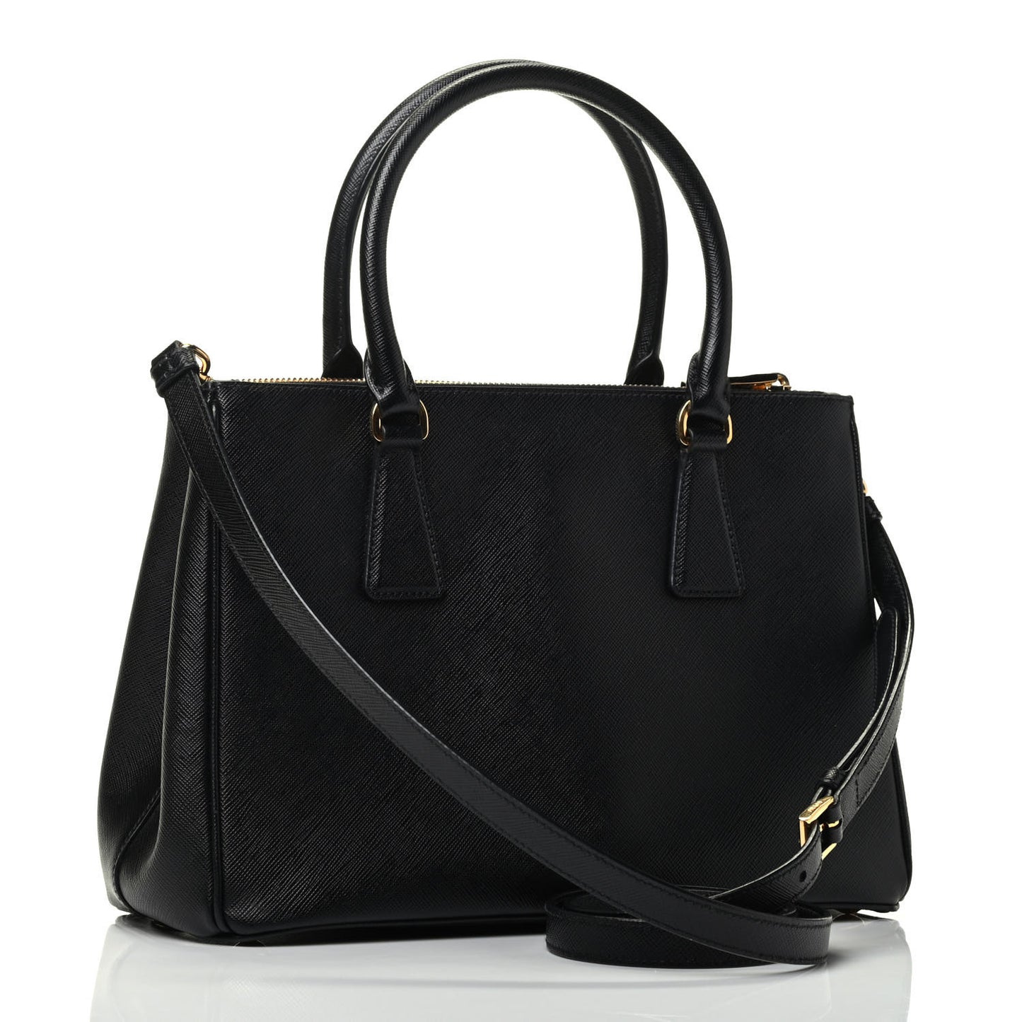 Saffiano Small Galleria Double Zip Tote Black