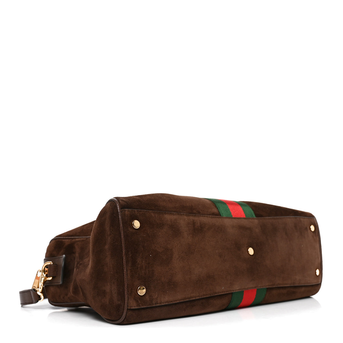 Suede Web Large Borsetto Boston Dark Brown