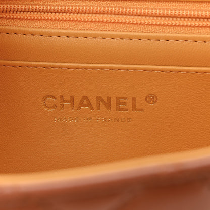 Chanel Lambskin Quilted Bi-Color Mini Top Handle Rectangular Flap Light Brown Yellow 7 of 11