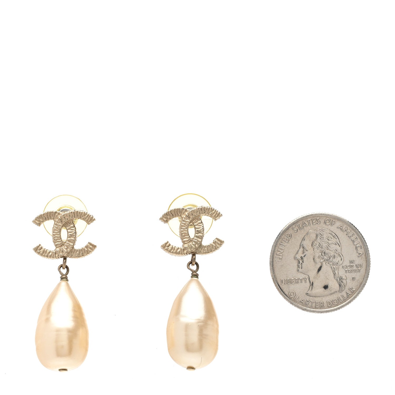 Chanel Pearl CC Teardrop Earrings Gold 2 of 6