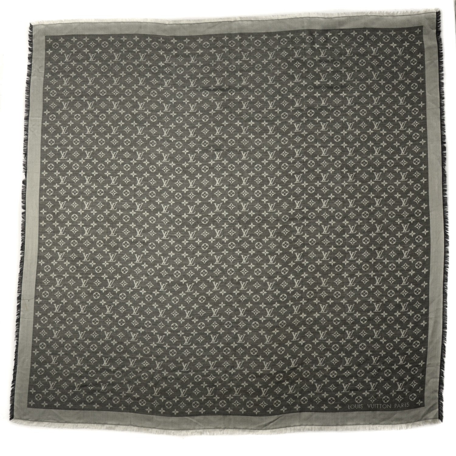 Louis Vuitton Wool Silk Monogram Denim Shawl Black 3 of 6