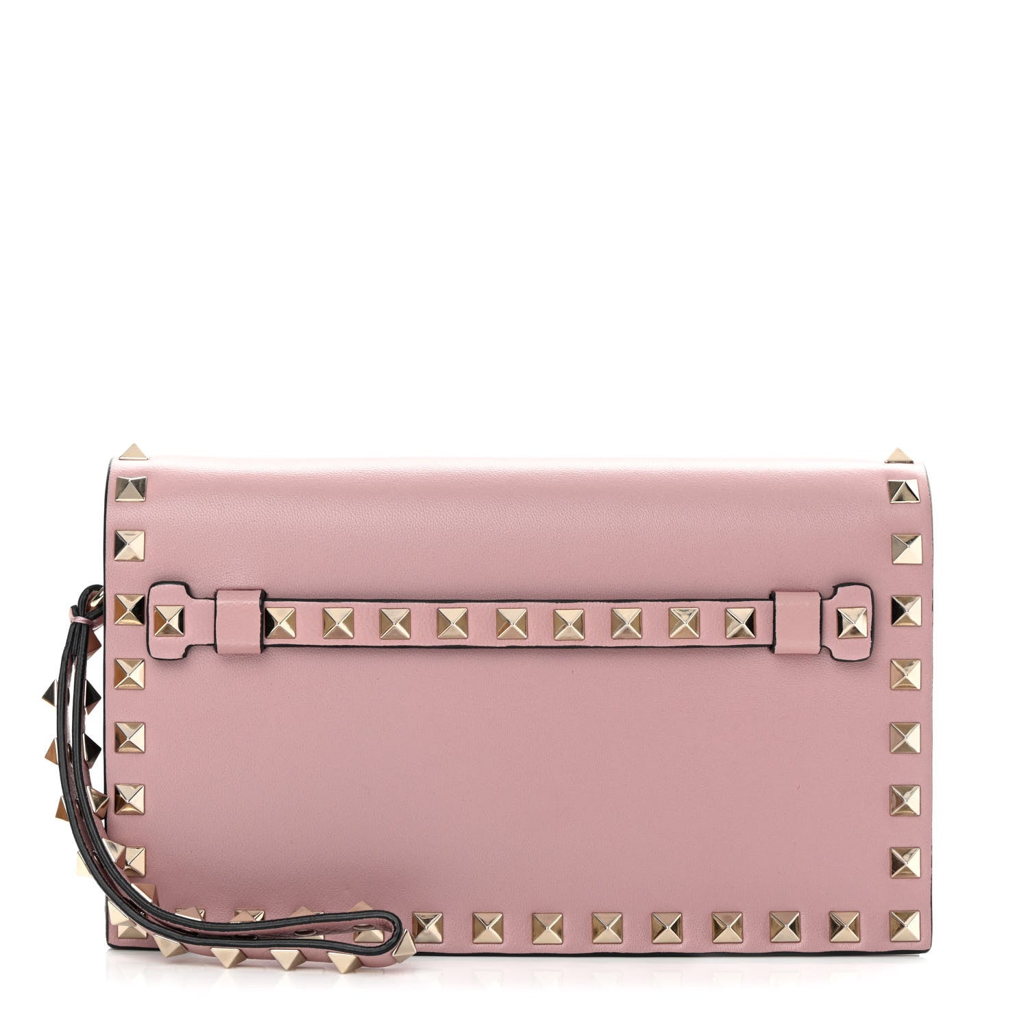 Valentino Garavani Nappa Small Rockstud Wristlet Clutch Poudre 1 of 10