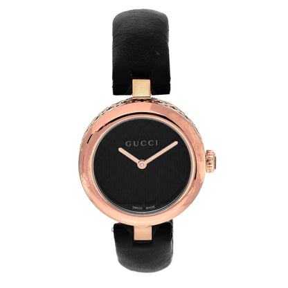 Gucci Stainless Steel Calfskin 27mm Diamantissima Quartz Watch Black 1 of 5