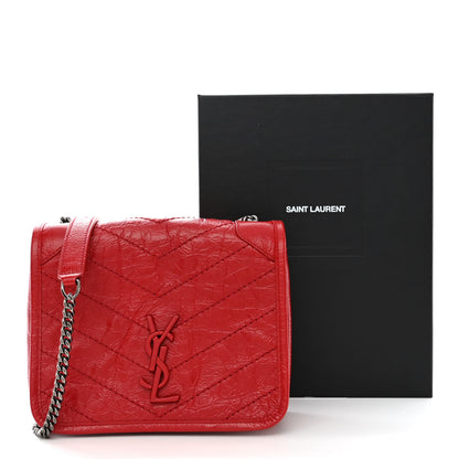 Saint Laurent Crinkled Calfskin Matelasse Monogram Niki Chain Wallet Red 12 of 12
