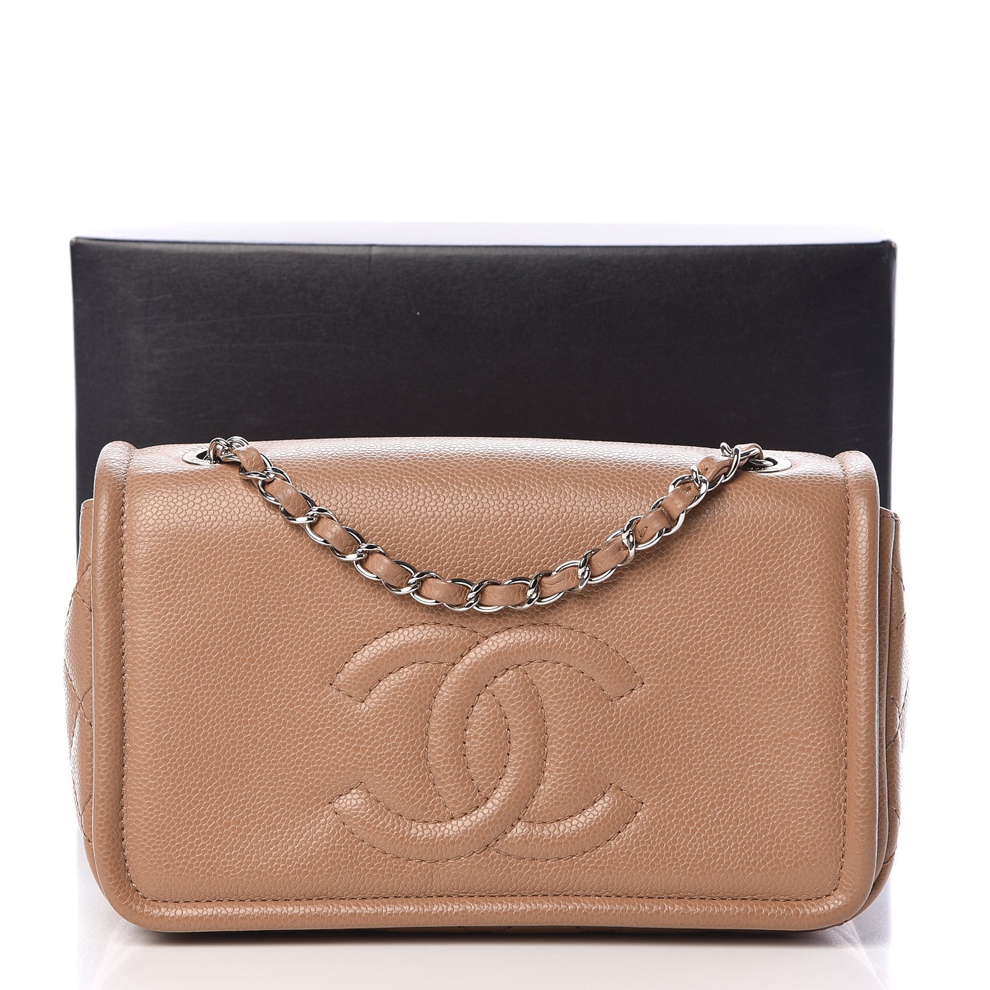 Caviar Medium Timeless CC Flap Beige