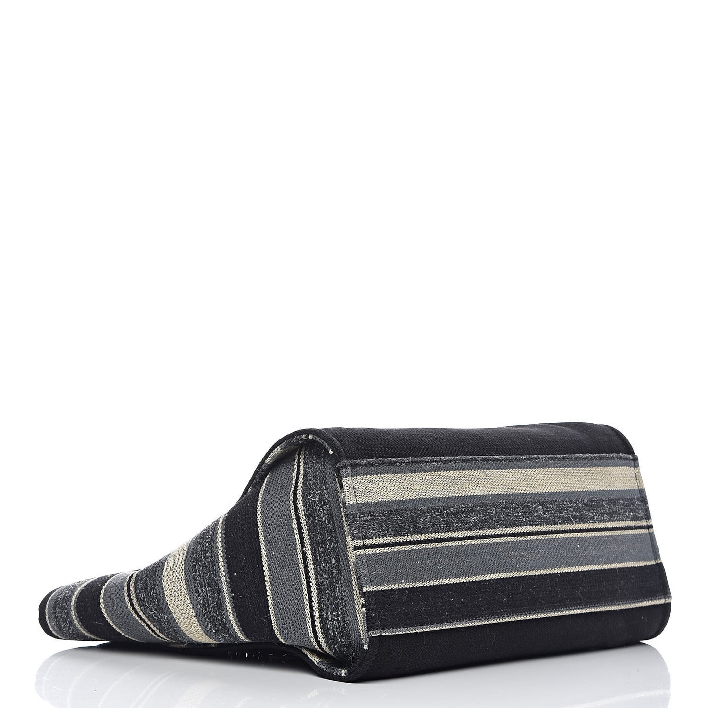 Striped Canvas Medium Deauville Tote Grey Black
