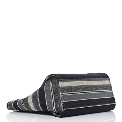 Chanel Striped Canvas Medium Deauville Tote Grey Black 4 of 9