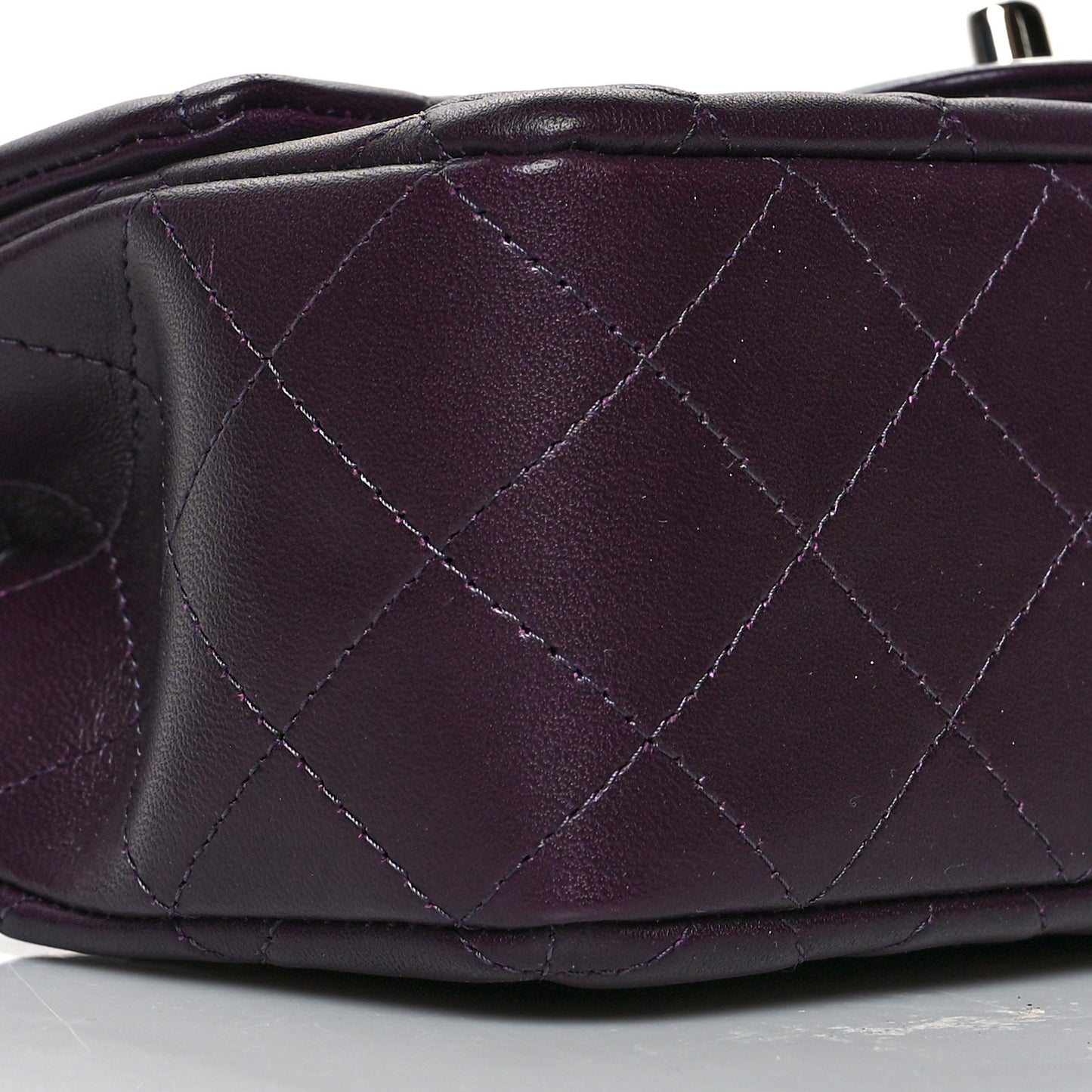 Lambskin Quilted Mini Rectangular Flap Dark Purple