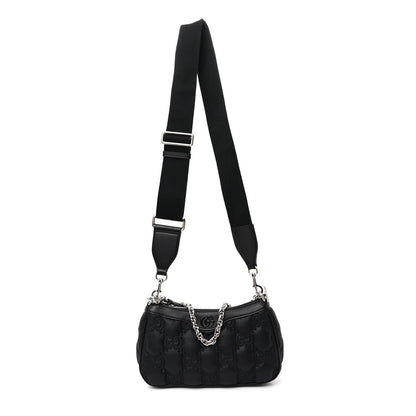 Gucci Nylon Calfskin Enamel GG Matelasse Chain Handbag Black 1 of 10
