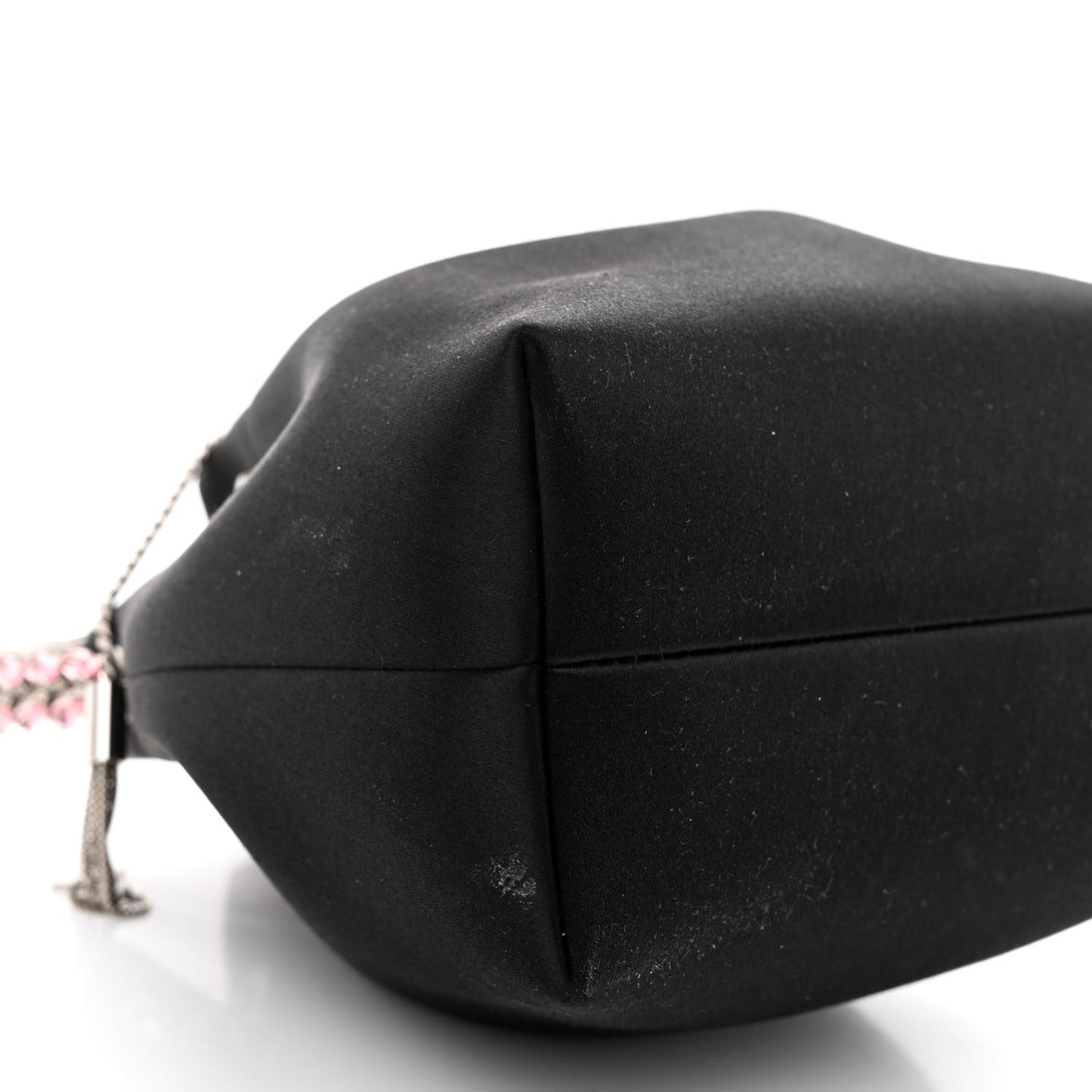 Satin Crystal Embellished Top Handle Bon Bon Bag Black