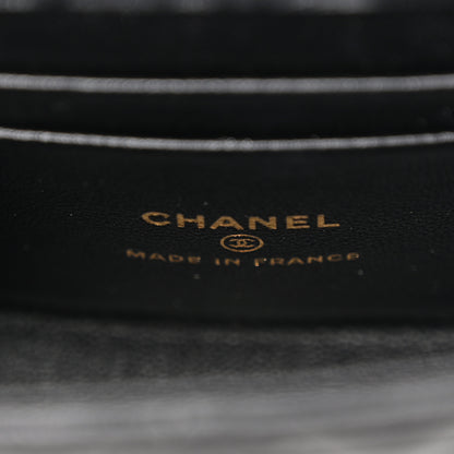 Chanel Lambskin Quilted Top Handle Flap Clutch With Chain Black 6 of 11