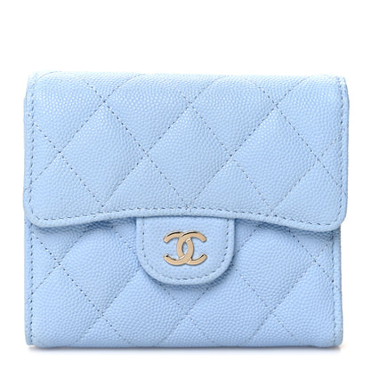Chanel Caviar Quilted Compact Flap Wallet Light Blue 1 of 9