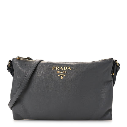 Prada Vitello Daino Zippered Shoulder Bag Marmo 1 of 15