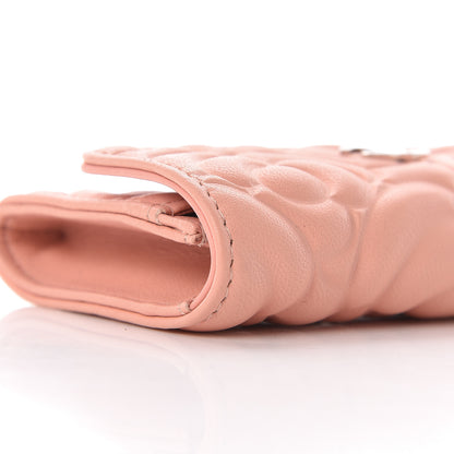 Chanel Goatskin Camellia Embossed Card Holder Wallet Light Pink 11 of 13